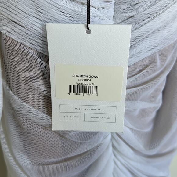 Nookie x Revolve Dita Boned Bodice Mesh Gown Size Small NWT White Nude - Picture 4 of 5